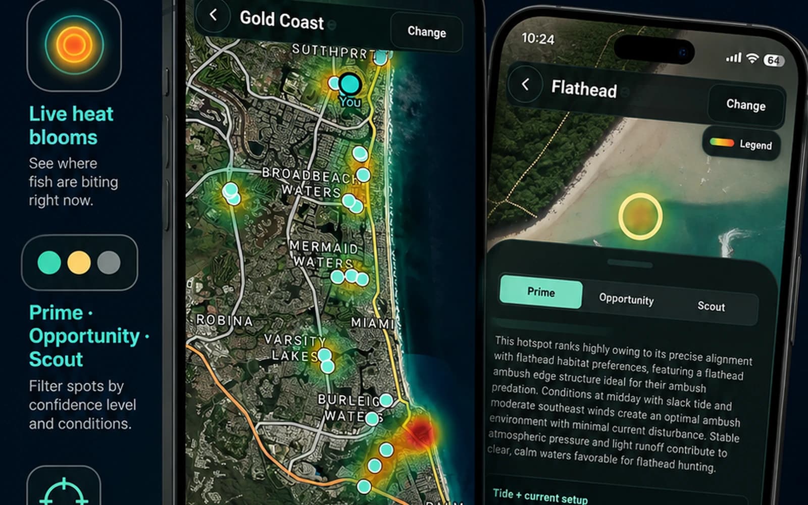 StrikeIQ Bite Map showing prepared fishing opportunity heat